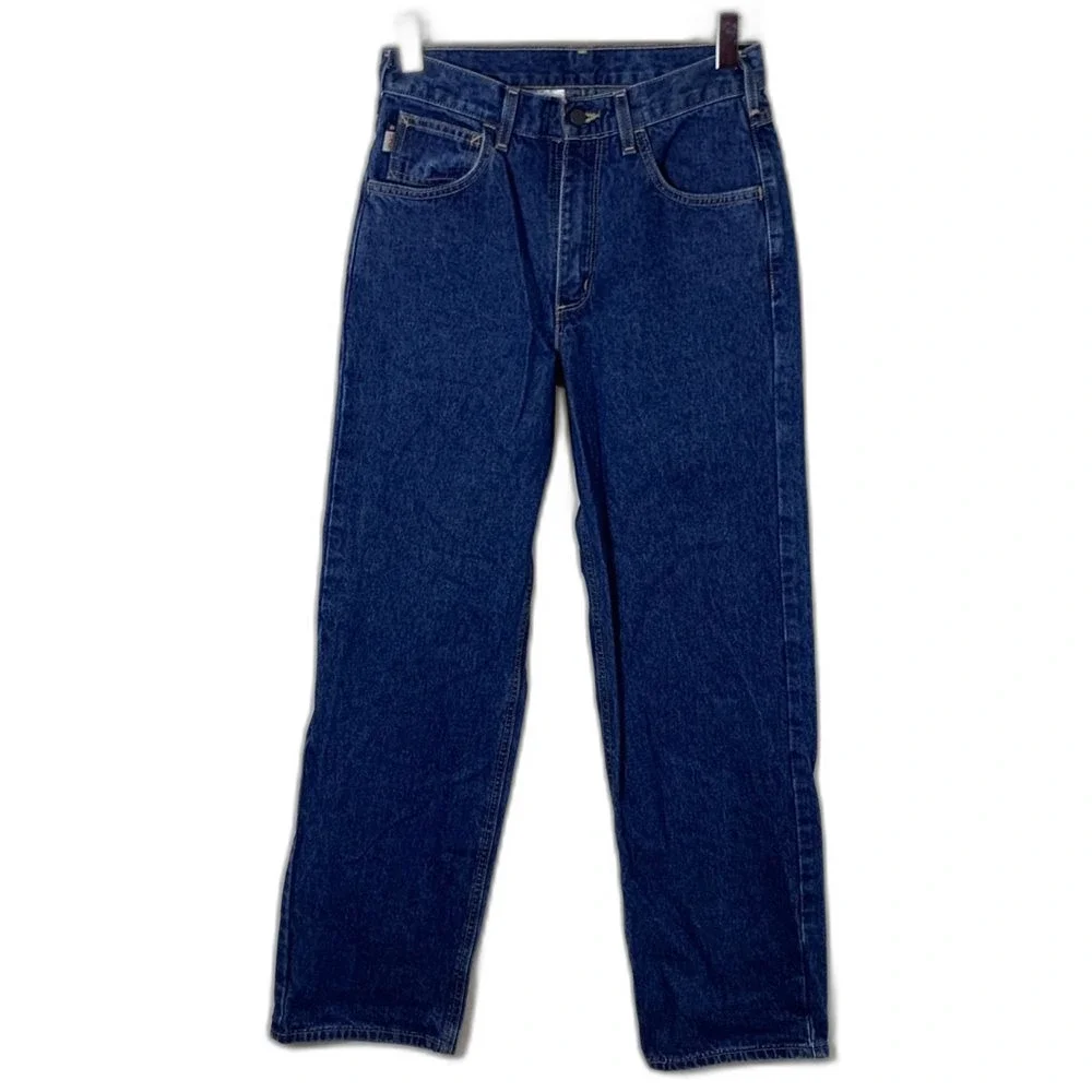 Carhartt Men's Flame Resistant Blue Denim Relaxed Fit Signature Jeans 30 X 32